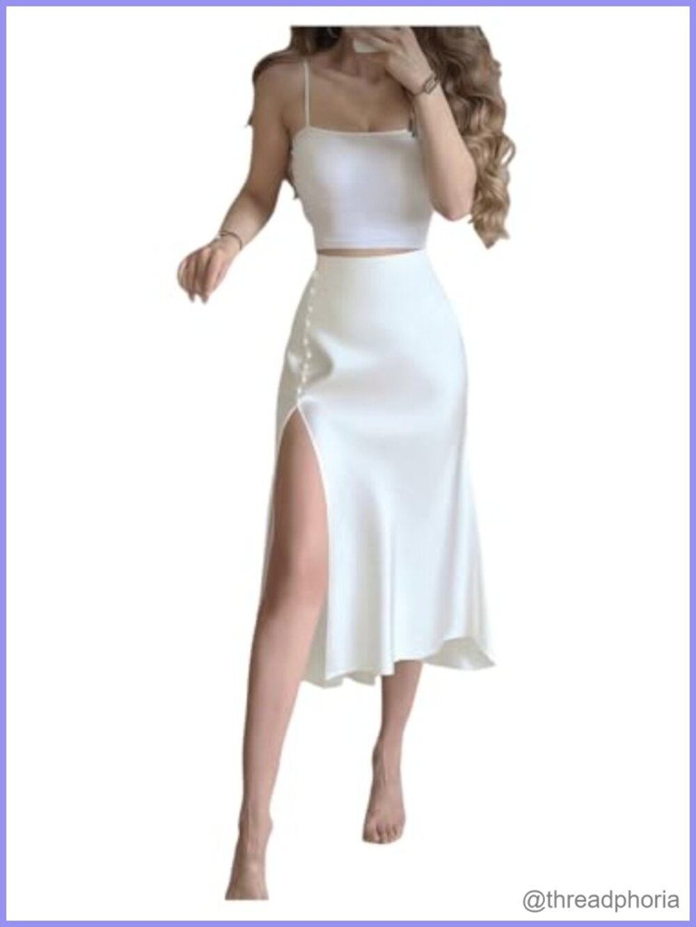 Satin Midi Skirt Side Slit High Waisted Elegant Night Out